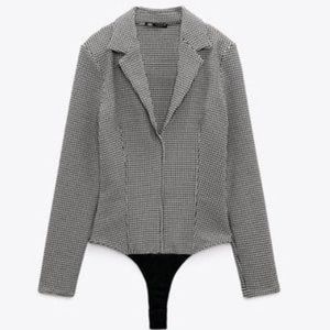 Zara Houndstooth Suit Jacket Bodysuit NWT Size Small